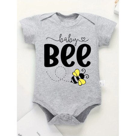 Body abeille hiver en coton pour bébé - couleur gris