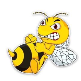 Autocollant Abeille Pas Contente en PVC 13.6CM x 12.2CM