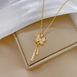 élegant Gold Plated Butterfly Necklace