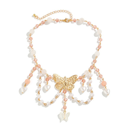 Collana Farfalla Dorata con Perle | Idea Regalo Donna Unica