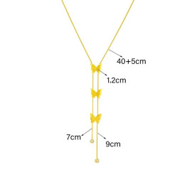 dimensions Collier papilion scintillant vol de 3 papillons et pendants