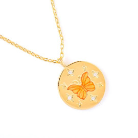 Magnifique Collier papillon medaillon papillon et étoiles