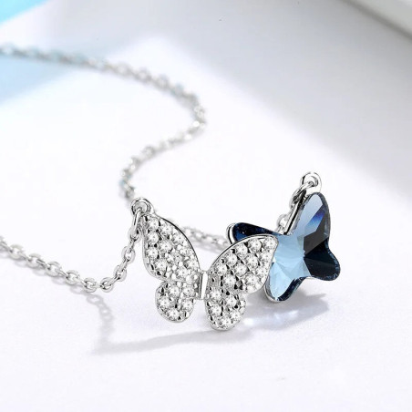 Collier Papillon Argent Sterling 925 véritable -