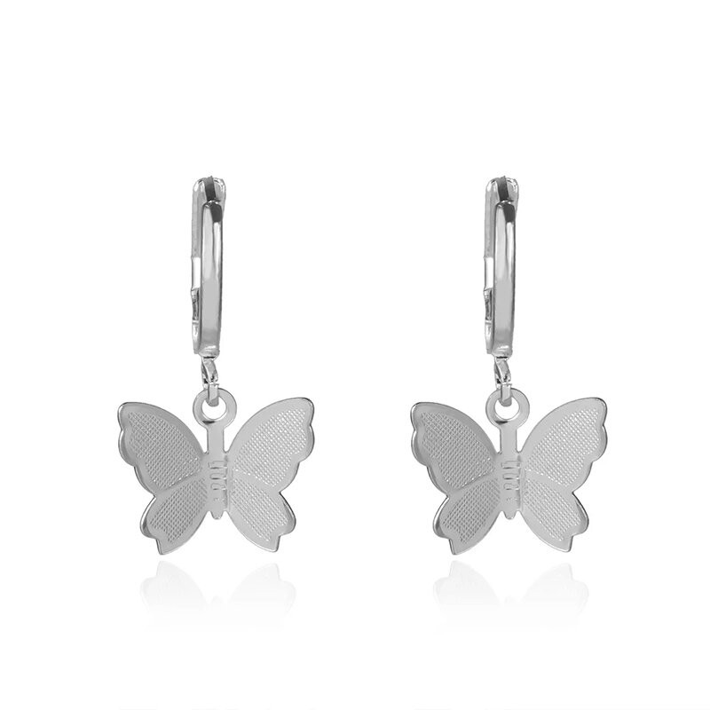 Boucles d'oreilles papillon en or et argent - couleur argent