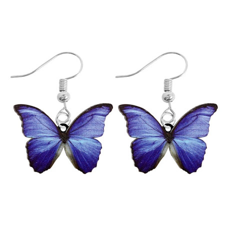 Boucles d'oreilles papillon aux tons bleus et violet - modèle  violet