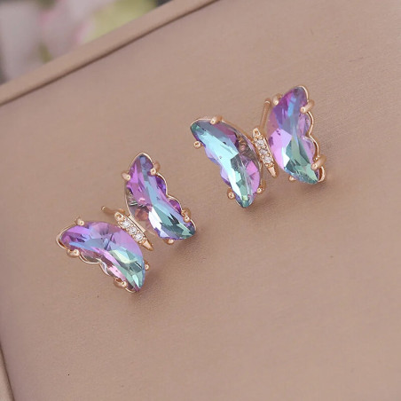 Boucles d'oreilles papillon aux cristaux scintillants - modèle 4