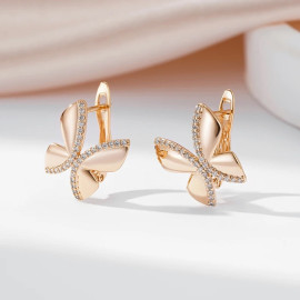 Boucles d'oreilles papillon en or rose