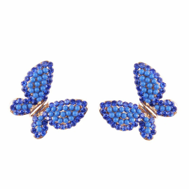 Petites boucles d'oreilles papillons scintillants - couleur bleu