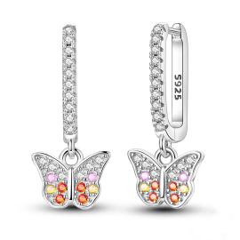 Petites boucles d'oreilles papillon avec strass en Argent Sterling 925