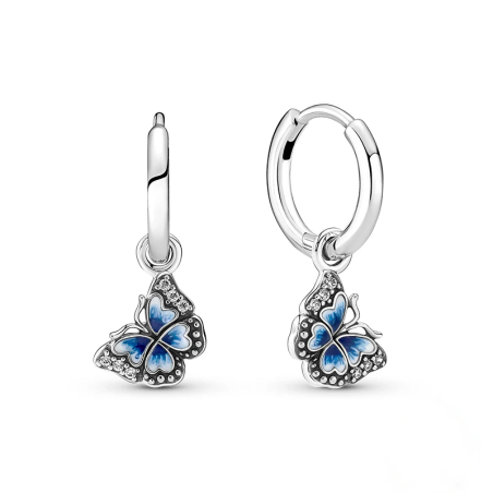 Boucles d'oreilles papillon avec petits papillons bleus en Argent Sterling 925