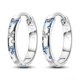 Orecchini Farfalla in Argento 925 con Strass Blu e Bianchi 🦋