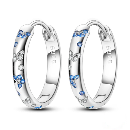 Orecchini Farfalla in Argento 925 con Strass Blu e Bianchi 🦋