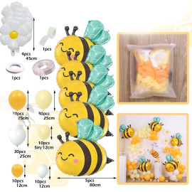 Détails packing Kit Décoration Festive Thème Abeille - Arc-en-Ciel de Ballons et Abeilles