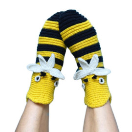 Chaussettes Abeilles en Laine Tricotées - Confortables