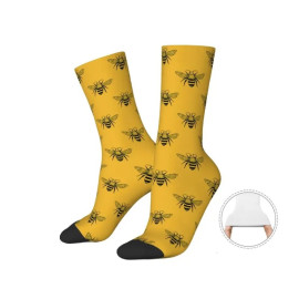 details techniques Chaussettes Abeilles Reine en Coton - Design Royal et Amusant