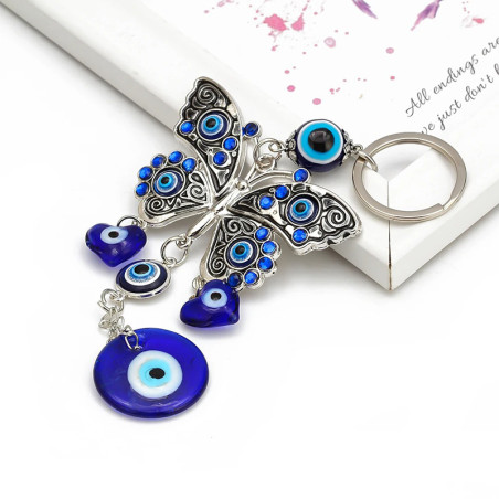 Porte-clés papillon oeil nazar boncuk