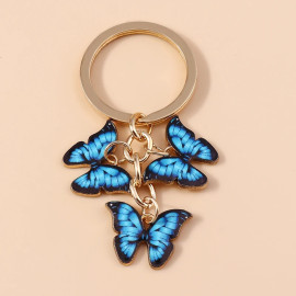 Porte-clés papillon en émail - couleur bleu