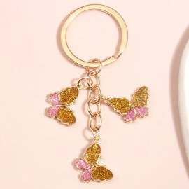 Porte-clés papillon en verre - couleur jaune