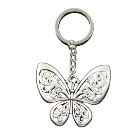 Porte-clés papillon Vintage - modèle argent