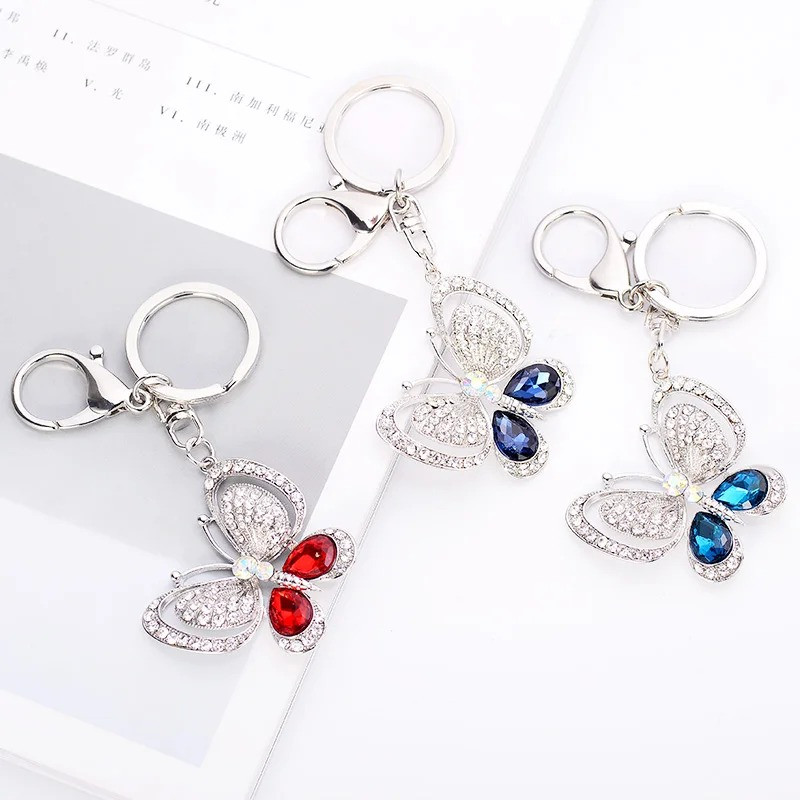 Portachiavi Farfalla con Strass - 4 Colori Disponibili!