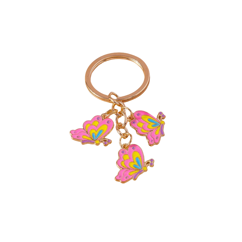 Porte-clés papillon 3 Papillons Volants Rose