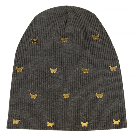 Bonnet Papillon pour femmes avec petits Papillons Metal - Couleur Gris Foncé