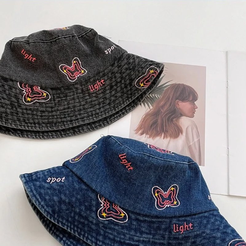 Bob Papillon en Denim souple Papillon Rose - 3 couleurs de Denim au choix !