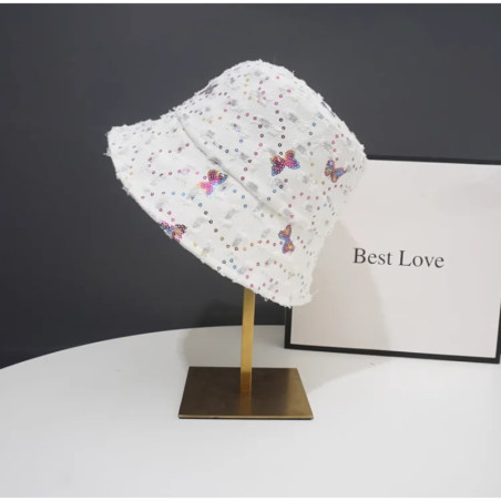 Bob Papillon avec Paillettes et Papillons - Couleur Blanc