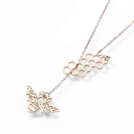 Pendentif abeille géométrique - couleur or rose