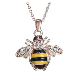 Magnifique Collier Pendentif Abeille Royale Strass