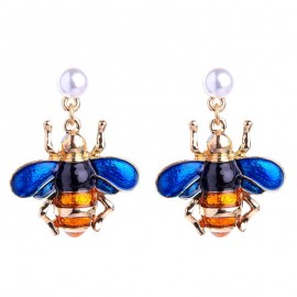 boucles d'oreilles pendantes en crista bleu