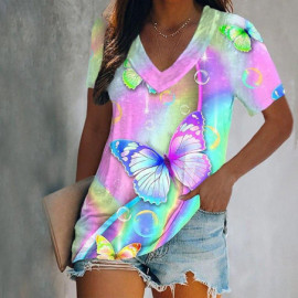 T-shirt Papillons imprimé Magnifique Papillon dégradé Coloré