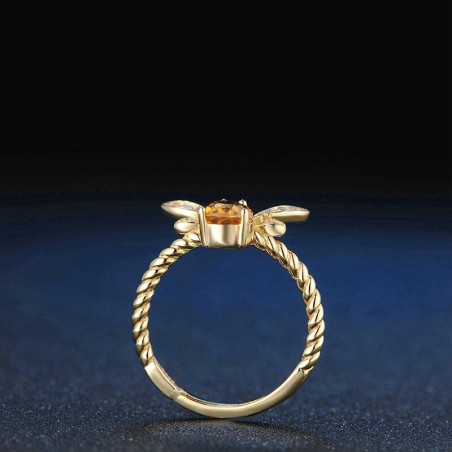 belle bague abeille en cristal jaune