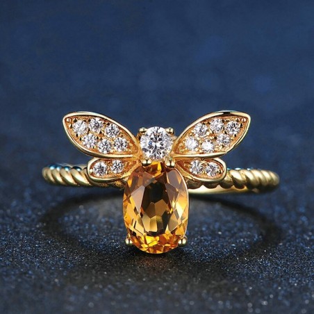 Bague abeille en cristal jaune