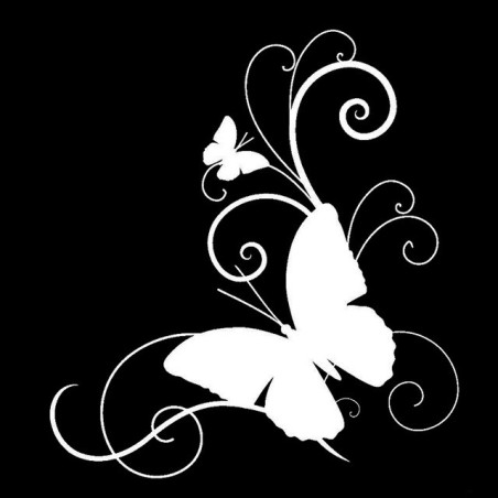 sticker papillon en vinyle 15.2cm x 16.6cm - couleurs blanc