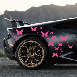 Pack de 62 Stickers Papillon pour Voiture Rose