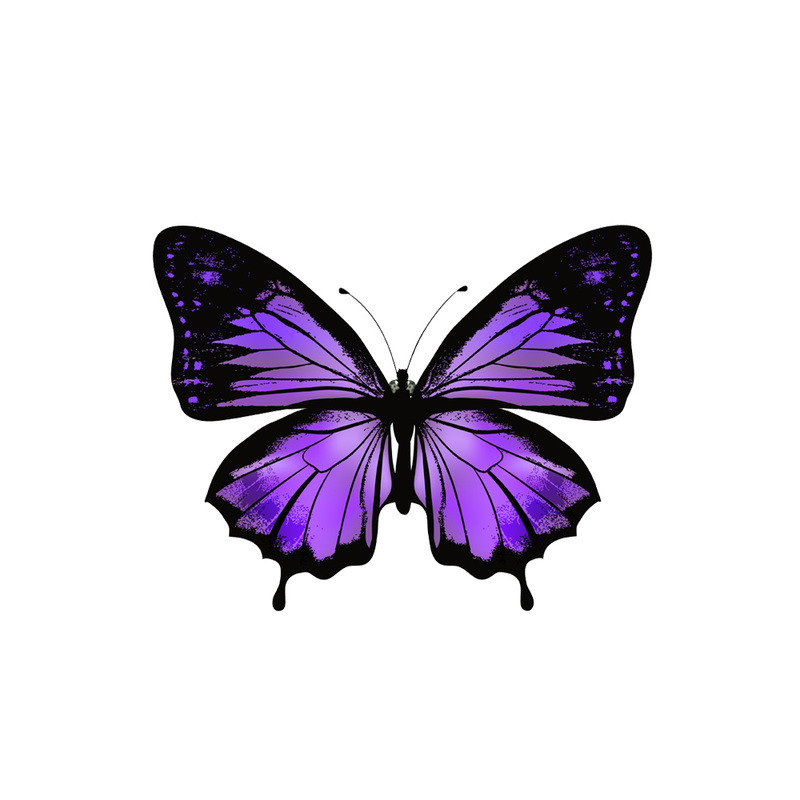 Sticker Papillon Grand Papillon Violet en PVC - 14cm x 11 cm