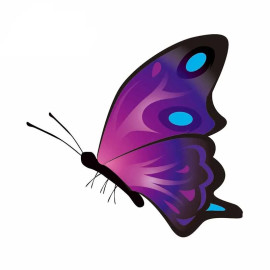 Purple Butterfly PVC Sticker 13cm x 12 cm