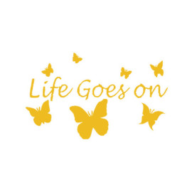 Sticker Papillon "Life Goes on Butterfly\" Jaune