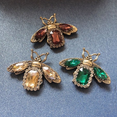 Broches abeille cristal strass