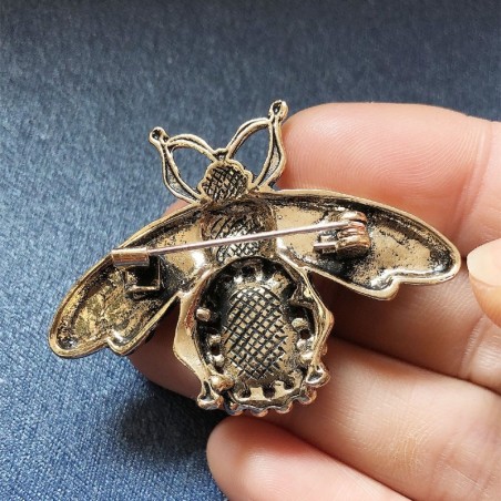 Broches abeille cristal strass vue arriere