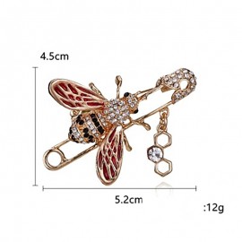 Broches épingle petite abeille en cristal strass rouge dimensions