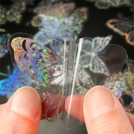 Détails du produit Autocollants Papillon Transparents Holographiques - Lot de 100 pièces