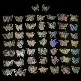 Autocollants Papillon Transparents Holographiques - Lot de 100 pièces