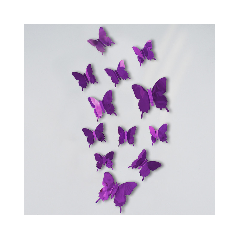Autocollant Papillons 3D Réfléchissants couleur Violet