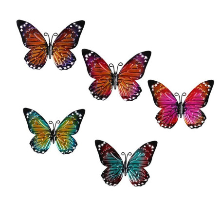 Sticker Mural Papillons Métalliques - 13.5cm x 9cm - Lot de 5 pièces