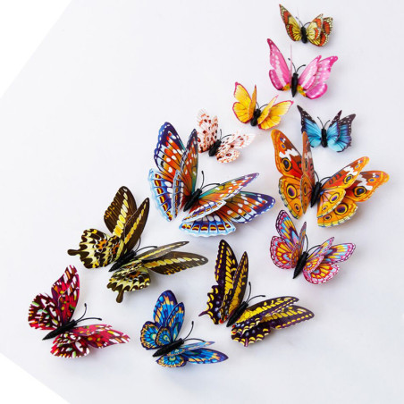 Détails Autocollant de Papillon Lumineux 3D à double ailes Multicolores