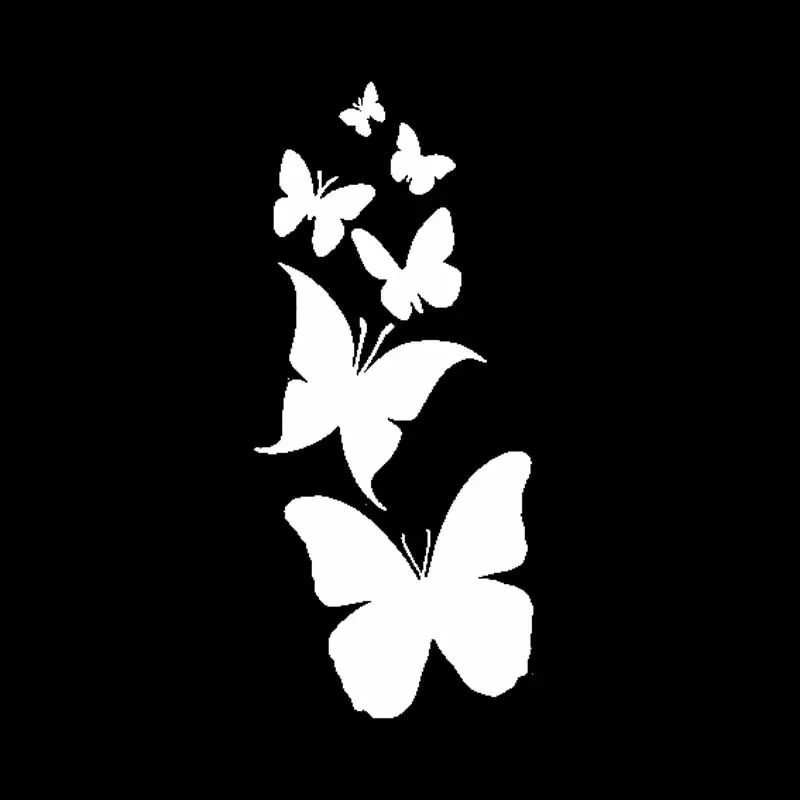 Stickers Papillon pour Voitire en Vinyles - 6 Papillons - 14cm couleur blanc