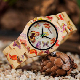 Montre Bracelet à Quartz pour Papillons bracelet en Bois