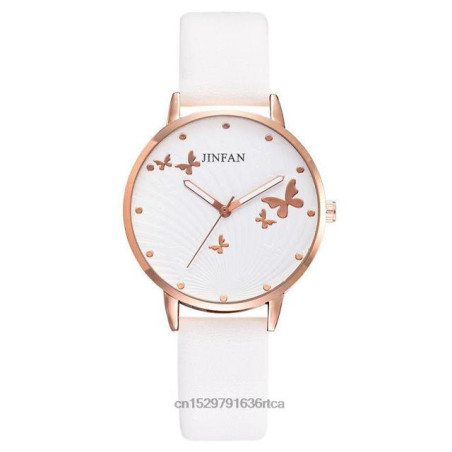 Montres-bracelet Papillon en Cuir pour femmes Blanc